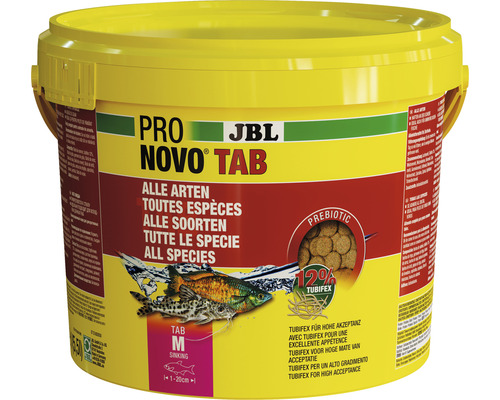 JBL Pro Novo Tab Fischfutter für alle Arten in gelbem Eimer