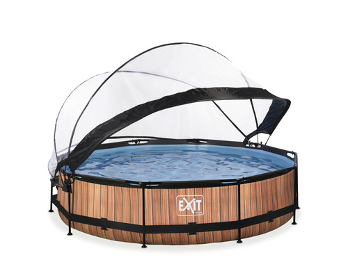 Aufstellpool mit Überdachung im Garten