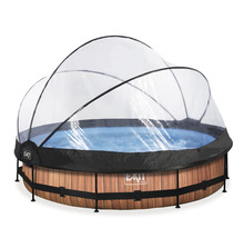 Aufstellpool Framepool-Set EXIT WoodPool rund Ø 360x76 cm inkl. Kartuschenfilteranlage & Abdeckung Holzoptik