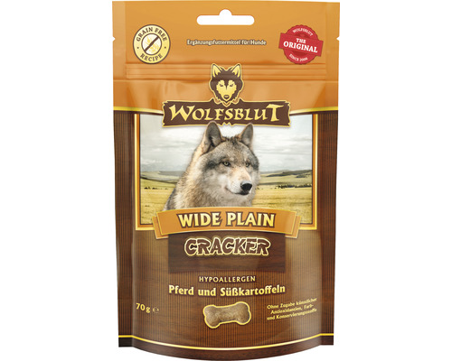 Hundesnack WOLFSBLUT Wide Plain Cracker , Pferd und Süßkartoffel, Hypoallergen, 70 g