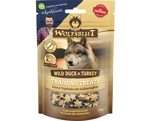 Hundesnack WOLFSBLUT Wild Duck & Turkey Training Treats , Ente und Truthahn mit Süßkartoffeln 70 g