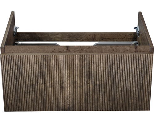 Waschtischunterschrank Sanox Frozen BxHxT 80 x 40 x 45 cm Frontfarbe charleston Waschtischunterschrank mit gerillter Holzoptik