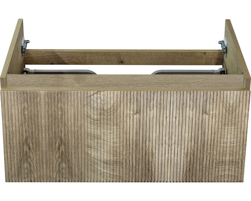 Waschtischunterschrank Sanox Frozen BxHxT 80 x 40 x 45 cm Frontfarbe grain oak Waschbeckenunterschrank aus Holz mit gerillter Front