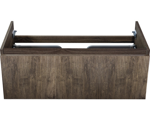 Waschtischunterschrank Sanox Frozen BxHxT 100 x 40 x 45 cm Frontfarbe charleston Waschtischunterschrank mit geriffelter Holzstruktur
