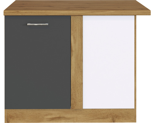 Unterschrank mit einer grauen und einer weißen Tür