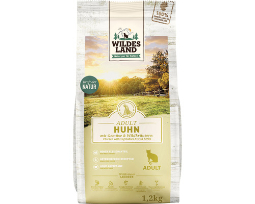 Katzenfutter trocken WILDES LAND Huhn mit Gartengemüse mit wertvollen Superfoods, getreidefrei, Glutenfrei 1,2 kg