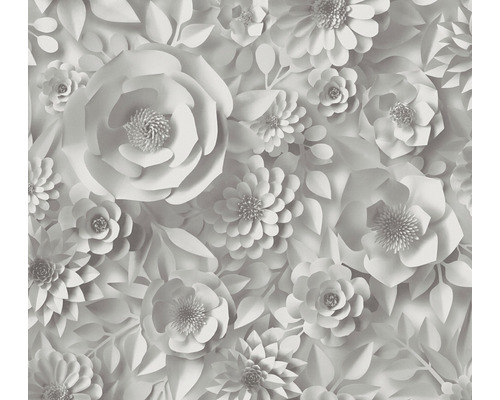 Vliestapete 38718-1 Pint Walls 3D-Blüten grau Tapete mit Papierblumenmuster