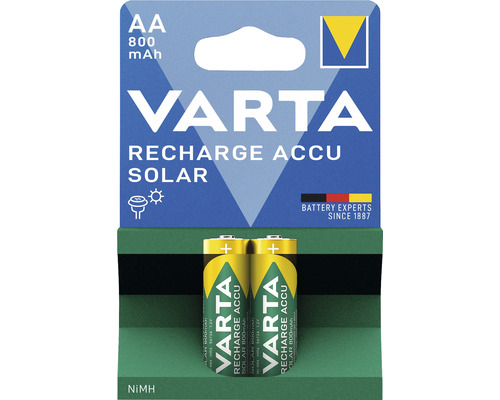 Varta Solar Akkus AA – 2er Pack, 800 MAh, Speziell Für Solar-Gartenleuchten
