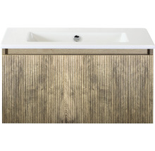 Waschtisch mit Holzstruktur und Waschbecken
