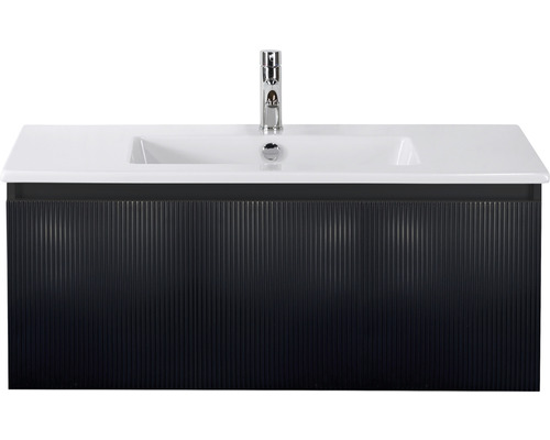 Badmöbelset 2-teilig Einzelbadmöbel Sanox Frozen 3D BxHxT 101 x 42 x 46 cm Frontfarbe schwarz matt mit Waschtisch Keramik weiß 75740232 Badmöbelset 2-teilig Einzelbadmöbel Sanox Frozen 3D BxHxT 101 x 42 x 46 cm Frontfarbe schwarz matt mit Waschtisch Keramik weiß 75740232