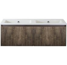 Waschtischunterschrank mit Doppelwaschbecken und Holzfront