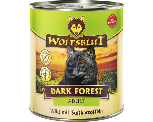 Hundefutter nass WOLFSBLUT Dark Forest Adult , Wild mit Süßkartoffel mit wertvollen Superfoods, getreidefrei, Glutenfrei 800 g