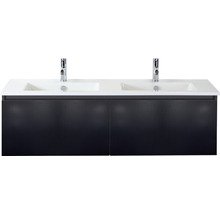 Waschtischunterschrank mit zwei Waschbecken und Armaturen