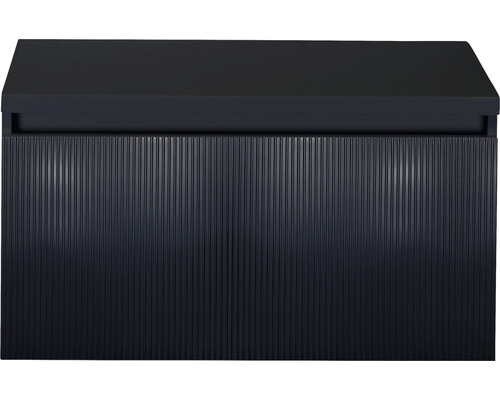 Waschtischunterschrank Sanox Frozen 3D BxHxT 80 x 43 cm x 45 cm Frontfarbe schwarz matt mit Waschtischplatte