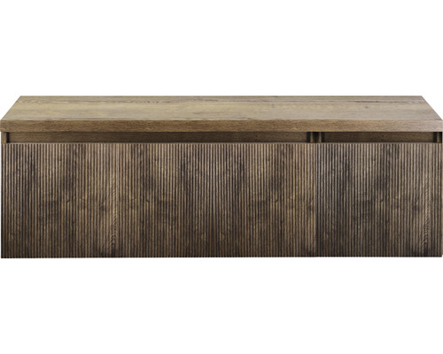 Waschtischunterschrank Sanox Frozen 3D BxHxT 140 (100/40) x 43 cm x 45 cm Frontfarbe charleston mit Waschtischplatte Waschtischunterschrank Sanox Frozen 3D BxHxT 140 (100/40) x 43 cm x 45 cm Frontfarbe charleston mit Waschtischplatte