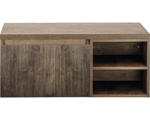 Waschtischunterschrank Sanox Frozen 3D BxHxT 100 x 43 cm x 45 cm Frontfarbe charleston mit Waschtischplatte und Regal Waschtischunterschrank Sanox Frozen 3D BxHxT 100 x 43 cm x 45 cm Frontfarbe charleston mit Waschtischplatte und Regal