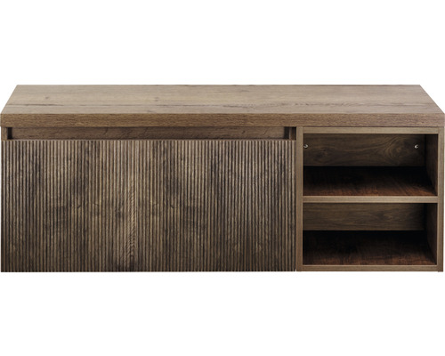 Waschtischunterschrank Sanox Frozen 3D BxHxT 120 x 43 cm x 45 cm Frontfarbe charleston mit Waschtischplatte und Regal Waschtischunterschrank Sanox Frozen 3D BxHxT 120 x 43 cm x 45 cm Frontfarbe charleston mit Waschtischplatte und Regal