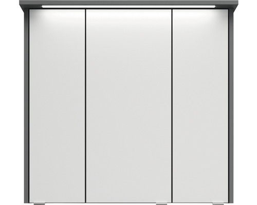 Weißer Kleiderschrank mit drei Türen und integrierter Beleuchtung