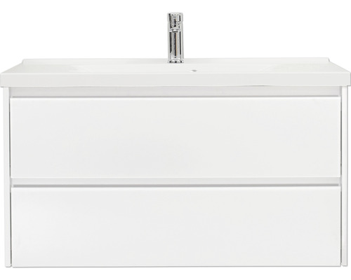 Waschbeckenunterschrank mit zwei Schubladen und Armatur