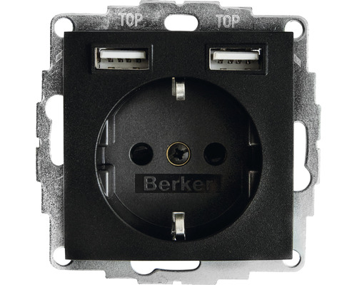 Berker 48041606 USB-Steckdose Typ A+C mit erh. Berührungsschutz S.1 anthrazit/matt