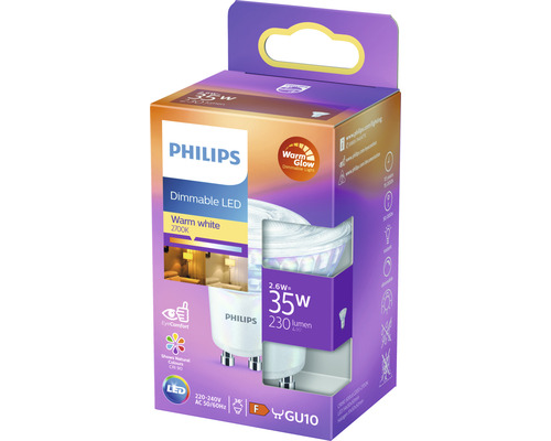 Philips LED Lampe, dimmbar, warmweiß, 2700 Kelvin, GU10 Fassung