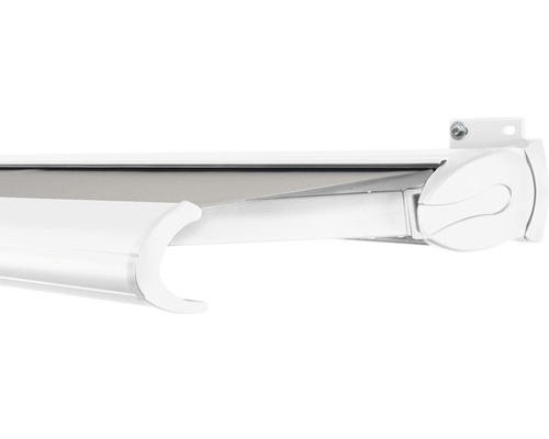 SOLUNA Kassettenmarkise Exclusiv 4x2 Stoff Dessin 320923 Gestell RAL 9016 verkehrsweiß Antrieb rechts inkl. Motor und Wandschalter
