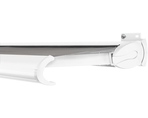 SOLUNA Kassettenmarkise Exclusiv 4,5x2 Stoff Dessin 320925 Gestell RAL 9016 verkehrsweiß Antrieb rechts inkl. Motor und Wandschalter