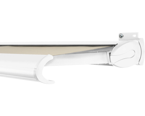 SOLUNA Kassettenmarkise Exclusiv 3,5x3 Stoff Dessin 320930 Gestell RAL 9016 verkehrsweiß Antrieb rechts inkl. Motor und Wandschalter