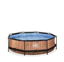 Aufstellpool Framepool-Set EXIT WoodPool rund Ø 300x76 cm inkl. Kartuschenfilteranlage Holzoptik
