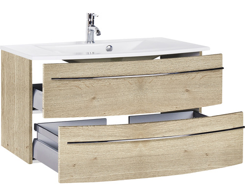 Waschtischunterschrank mit zwei Schubladen, Waschbecken und Armatur