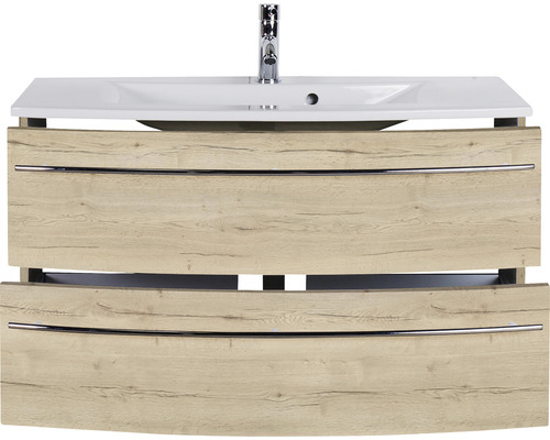 Badmöbel-Set Marlin 3040 weiß | Eiche Frontfarbe Holzdekor HORNBACH