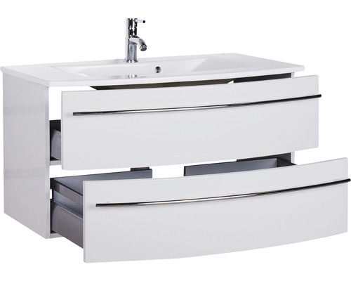 Waschtischunterschrank mit Waschbecken und zwei Schubladen