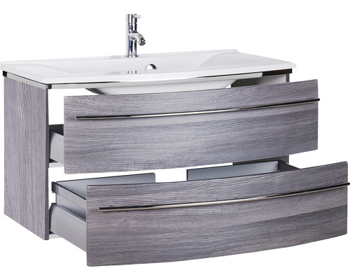 Waschtischunterschrank mit zwei Schubladen und Aufsatzwaschbecken