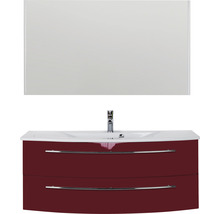 Badmöbel-Set Marlin 3040 Frontfarbe rot glanz 3-teilig mit Keramik-Waschtisch weiß BxHxT 121 x 198,2 x 51 cm mit Spiegel-thumb-3