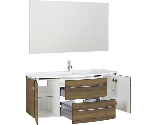Badezimmermöbel-Set mit Waschtisch, Waschbecken und Spiegel