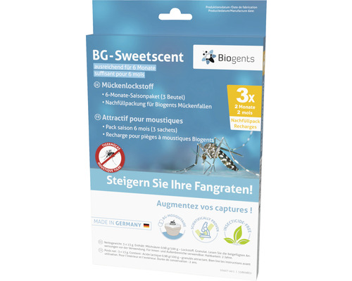 Mückenfalle Biogents Sweetscent Duftstoff 3 Stück Lockstoff für 2 Monate Lockwirkung Nachfüllpackung 3 St