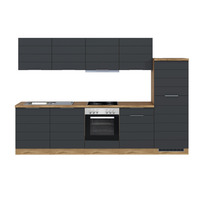 Held Möbel Küchenzeile mit Geräten Florenz 300 cm Frontfarbe grau Matt  Korpusfarbe eiche hell bei HORNBACH kaufen