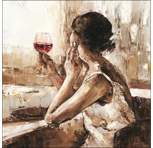 Glasbild Girl With Wine Glas 80x80 cm-thumb-0