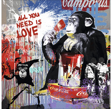 Glasbild Painting Monkey 30x30 cm