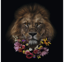 Glasbild Flowered Lion 50x50 cm