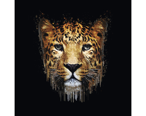 Glasbild Leopard Illustration 80x80 cm