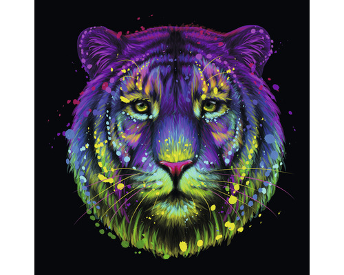 Glasbild Neon Tiger 30x30 cm