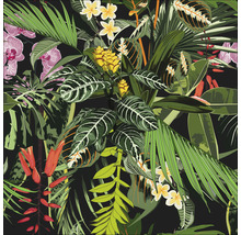 Illustration tropischer Pflanzen mit Blättern und Blüten