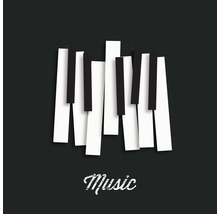 Illustration von Klaviertasten mit dem Wort Musik