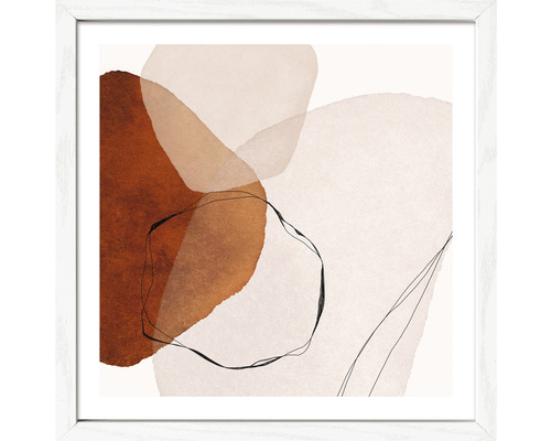 Gerahmtes abstraktes Wandbild mit geometrischen Formen