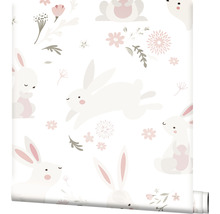 Tapetenrolle mit Hasen- und Blumenmuster
