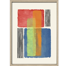 Gerahmtes abstraktes Aquarellbild mit geometrischen Formen