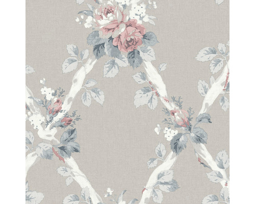Vliestapete 115267 Laura Ashley Rosemore Beige Rosa Tapete mit Blumenmuster und Ranken