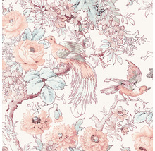 Tapete mit Blumen und Vogelmotiven