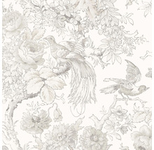 Tapete mit floralem Muster und Vogelmotiven